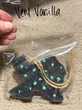 Black Texas Scented Freshie with Mint Green rocks